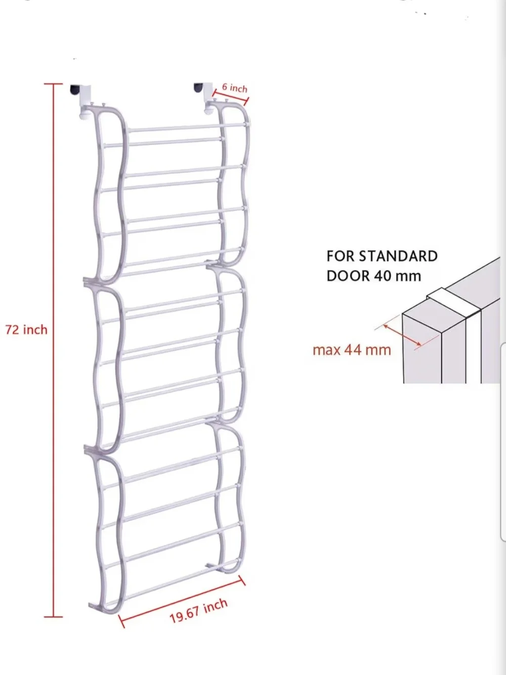 Shoe Rack Over The Door Holder - 36 Pair Shoes Hanging Storage Shoe Organizer